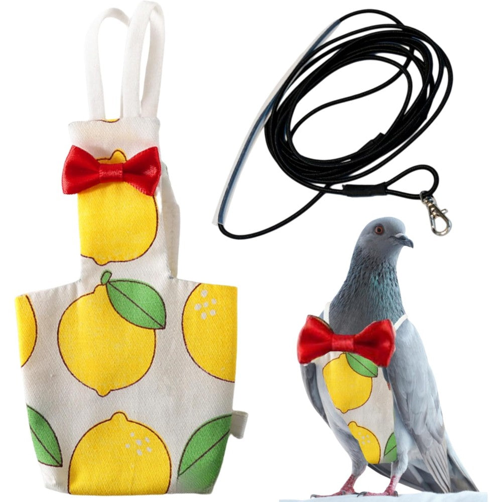 Homedy Crafts Pigeon Diaper Harness And Bird Leash Set Reusable Bird Flight Suit With Leak Resistant Liner Large Size Yellow Lemon
