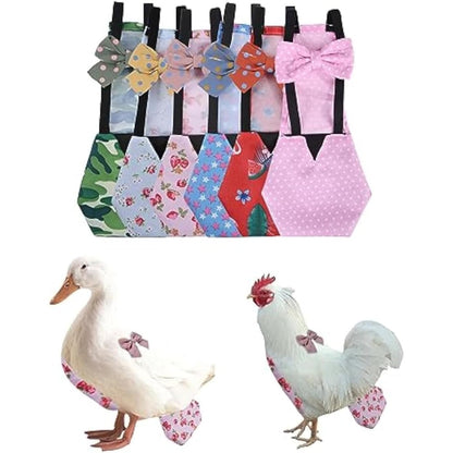 MANON ROSA Chicken Diapers Bantam Hens Reusable Six Piece Set With Bow Ties Poultry Nappies Washable Waterproof For Geese Pet Ducks Silkie Small