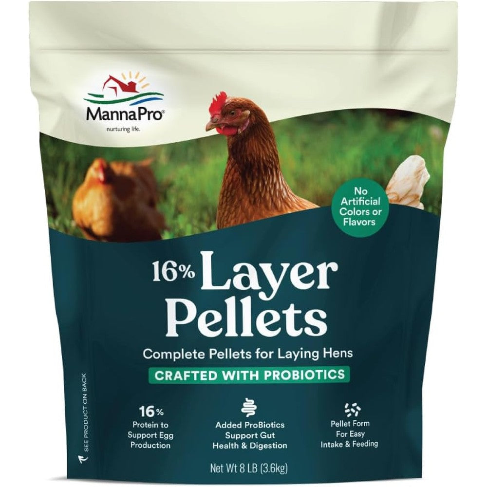 Manna Pro Layer Pellets 16 Percent Protein chicken feed 8 pound bag front view
