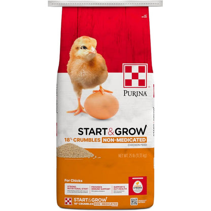 Purina Start And Grow Non Medicated Chick Feed Crumbles Nutritionally Complete 25 Pound Bag