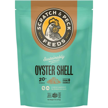 Scratch And Peck Feeds Oyster Shell Chickens And Ducks Essential Calcium Supplement For Eggshell Strength And Hen Health 4 Pound Pouch
