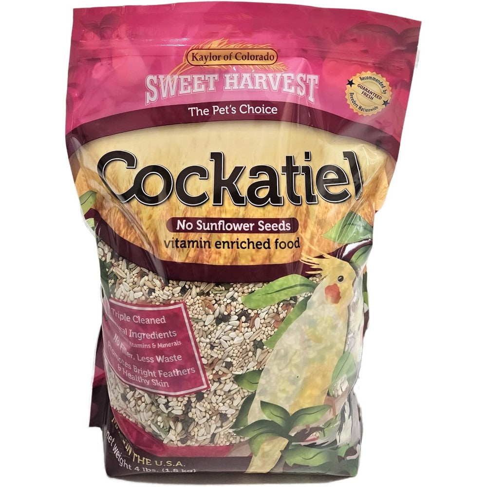 Sweet Harvest Cockatiel Bird Food No Sunflower Seeds Vitamin Enriched Seed Mix 4 Pound Bag
