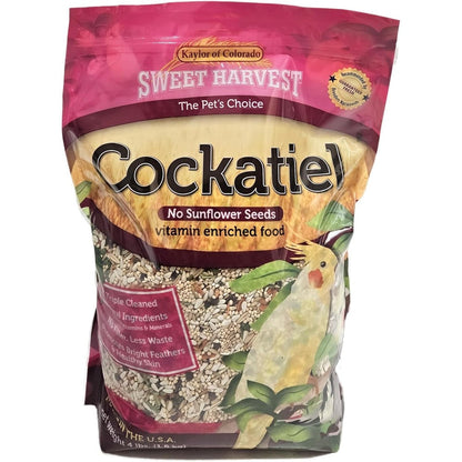 Sweet Harvest Cockatiel Bird Food No Sunflower Seeds Vitamin Enriched Seed Mix 4 Pound Bag