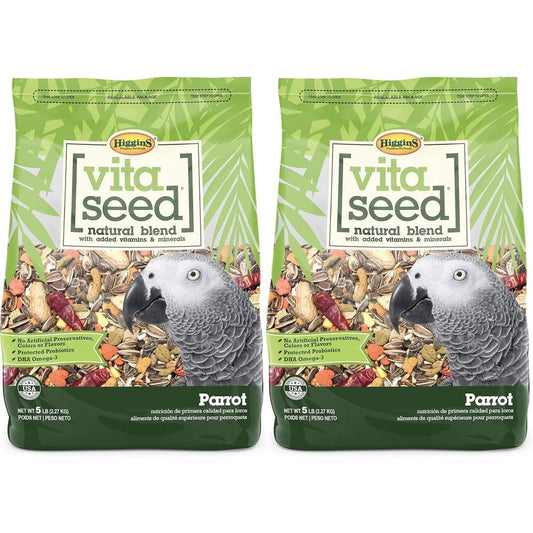 Higgins Vita Seed Natural Blend Premium Parrot Food Enriched With Probiotics And Omega Three Fatty Acids Ten Pounds Total Two Pack Of Five Pounds Each