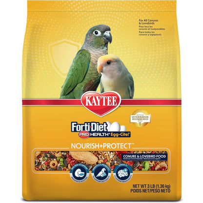 Kaytee Forti-Diet Pro Health Egg-Cite Conure And Lovebird Food 3 Pound Bag With Real Egg Crumbles