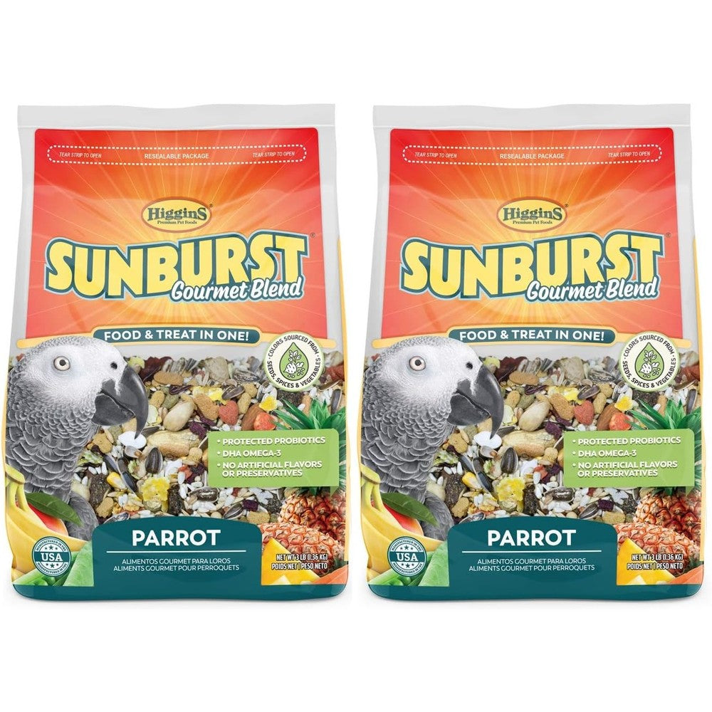 Higgins Sunburst Gourmet Blend Parrot Food Premium Seed And Nut Mix 3 Pounds Pack Of 2