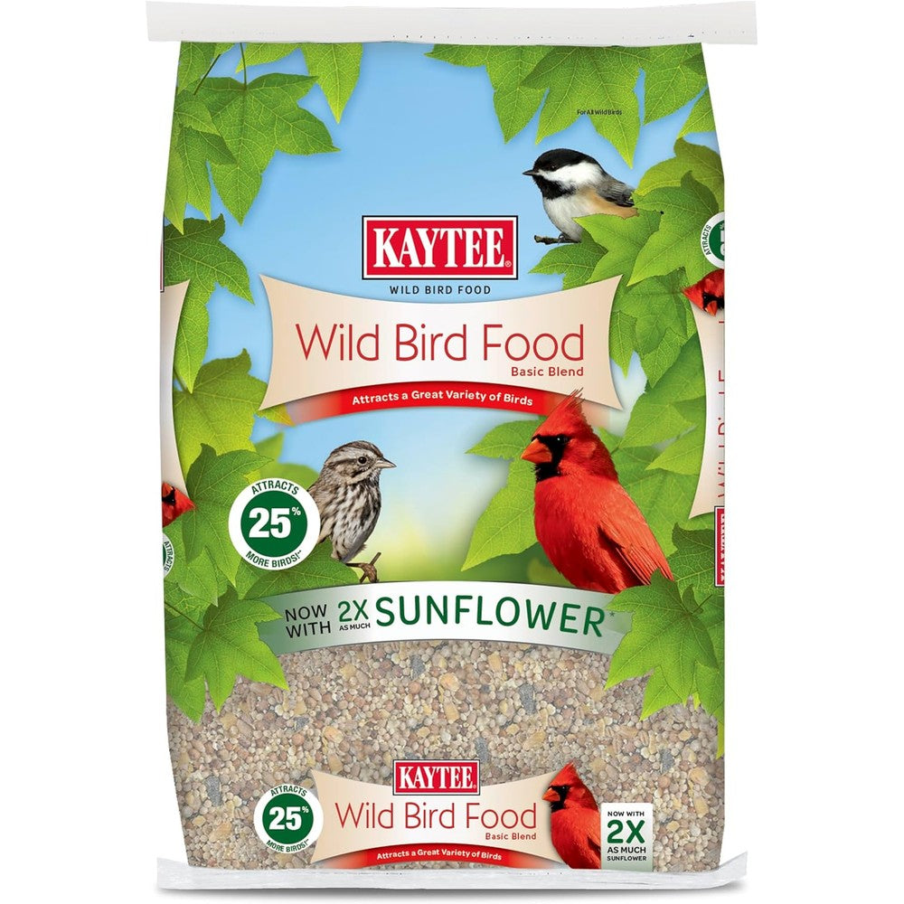 Kaytee Wild Bird Food Basic Blend Premium Seed Mix With Black Oil Sunflower And Millet For Backyard Birds 40 Pound Bag