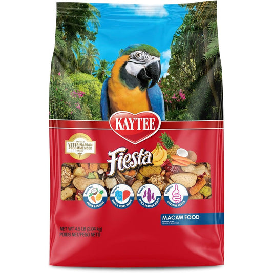 Kaytee Fiesta Macaw Food Nutritious And Fun Blend Supports Skin Feather Digestion Brain And Heart Health 4.5 Pounds Bag