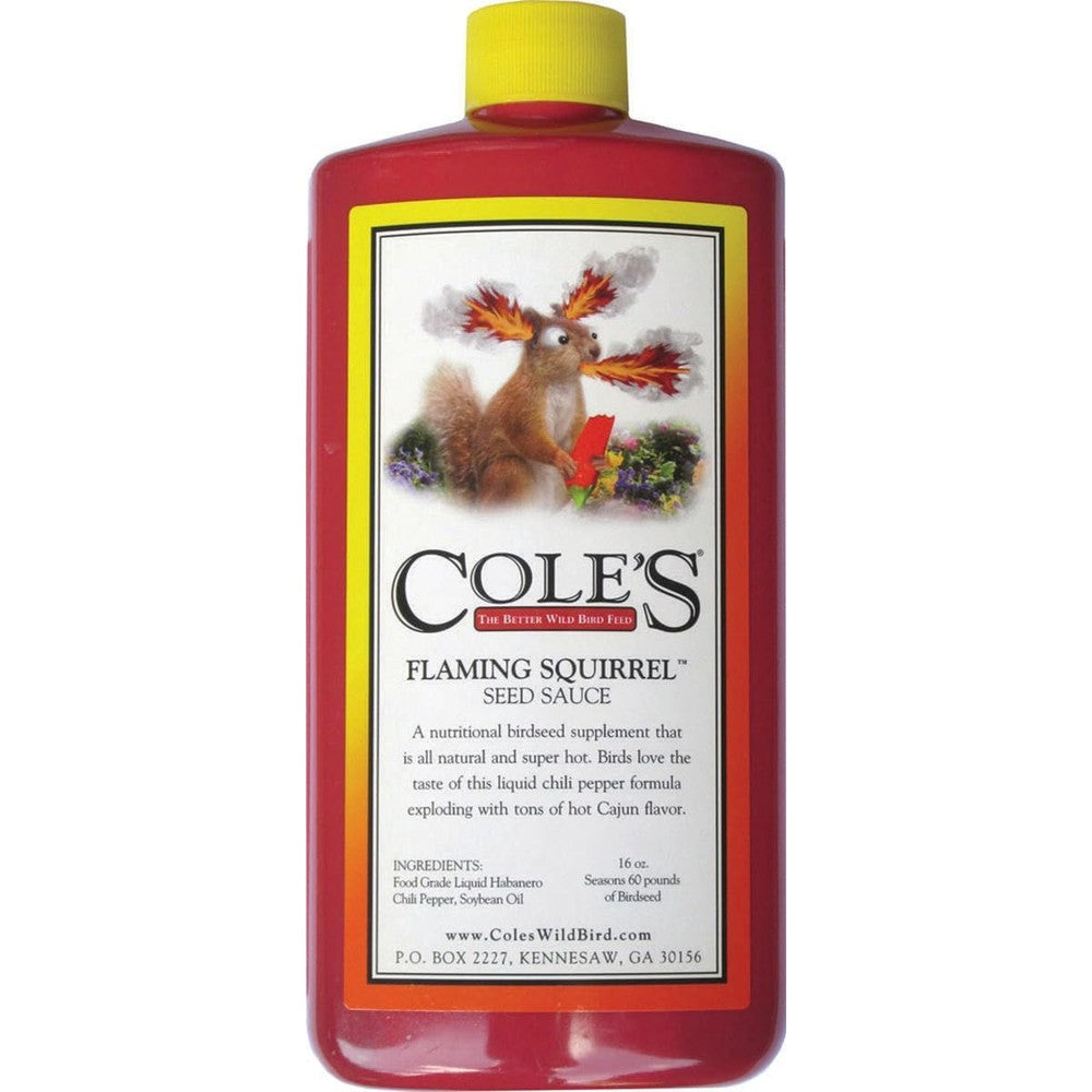 Heritage Farms Cole's Flaming Squirrel Seed Sauce front view bottle packaging