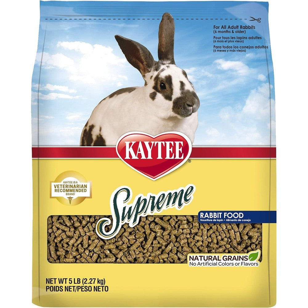 Kaytee Supreme Rabbit Food 5 Pound bag front view for small animals.