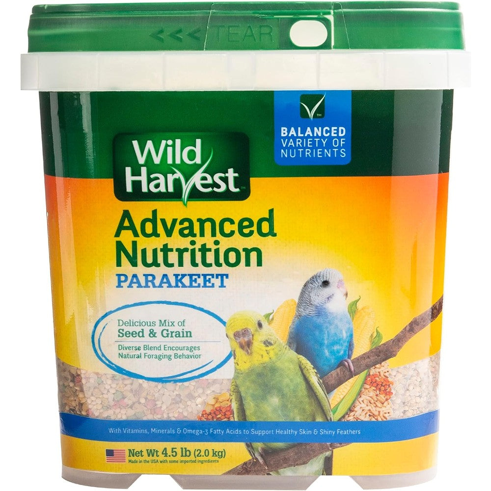 Wild Harvest Advanced Nutrition Diet For Parakeets Seed And Grain Mix 4.5 Pounds Adult Bird Food