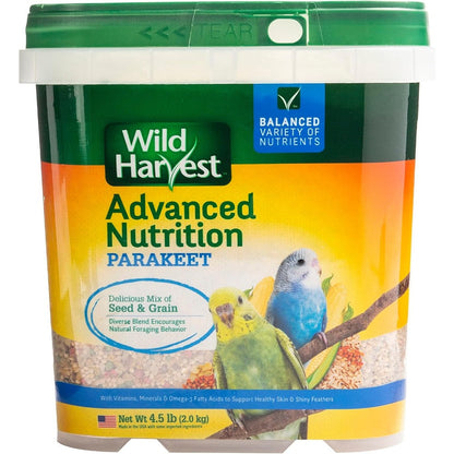 Wild Harvest Advanced Nutrition Diet For Parakeets Seed And Grain Mix 4.5 Pounds Adult Bird Food
