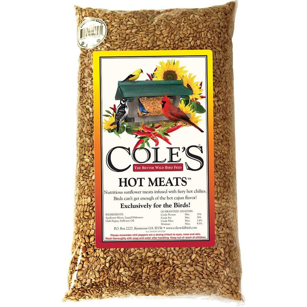Cole's The Better Wild Bird Feed Hot Meats 5 Pound Bag front view packaging