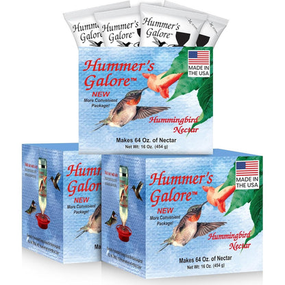 Hummer's Galore All Natural Hummingbird Food Ready To Mix Hummingbird Nectar 3 Boxes Of 4 Packets Each Makes 192 Fluid Ounces