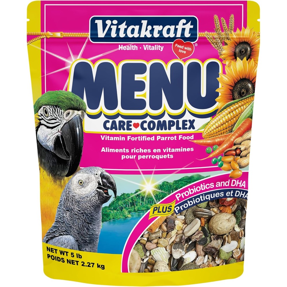 Vitakraft Menu Premium Parrot Food Vitamin Fortified For Macaw Amazon And Conure Large Birds 5 Pound Pack Of 1