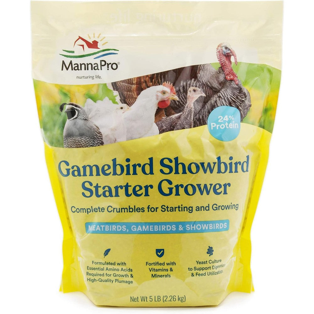 Manna Pro Gamebird And Showbird Crumbles Premium Poultry Feed For Chickens Ducks Gamebirds Turkeys And Bantams 5 Pound Bag
