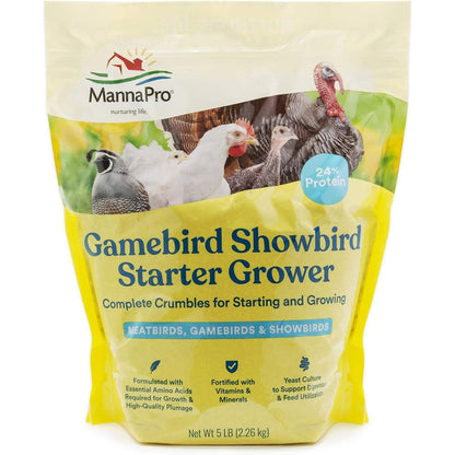Manna Pro Gamebird And Showbird Crumbles Premium Poultry Feed For Chickens Ducks Gamebirds Turkeys And Bantams 5 Pound Bag