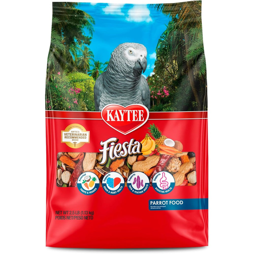 Kaytee Fiesta Parrot Food 2.5 Pounds bag front view gourmet bird diet