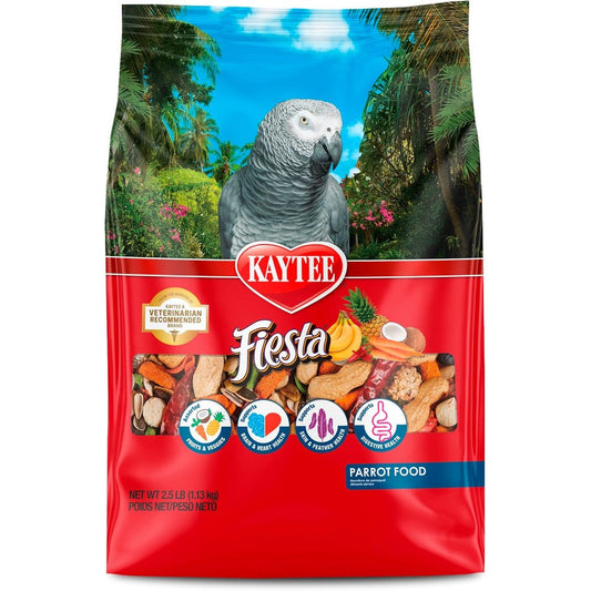 Kaytee Fiesta Parrot Food Nutritious And Fun Blend For Adult Parrots 2.5 Pounds Bag