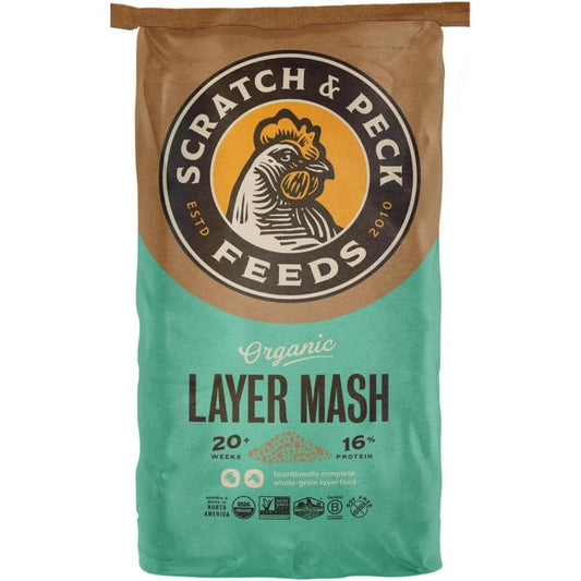 Scratch And Peck Feeds Layer Mash For Chickens And Ducks 40 Pound Bag 16 Percent Protein Corn And Soy Free Certified Organic Non GMO Project Verified