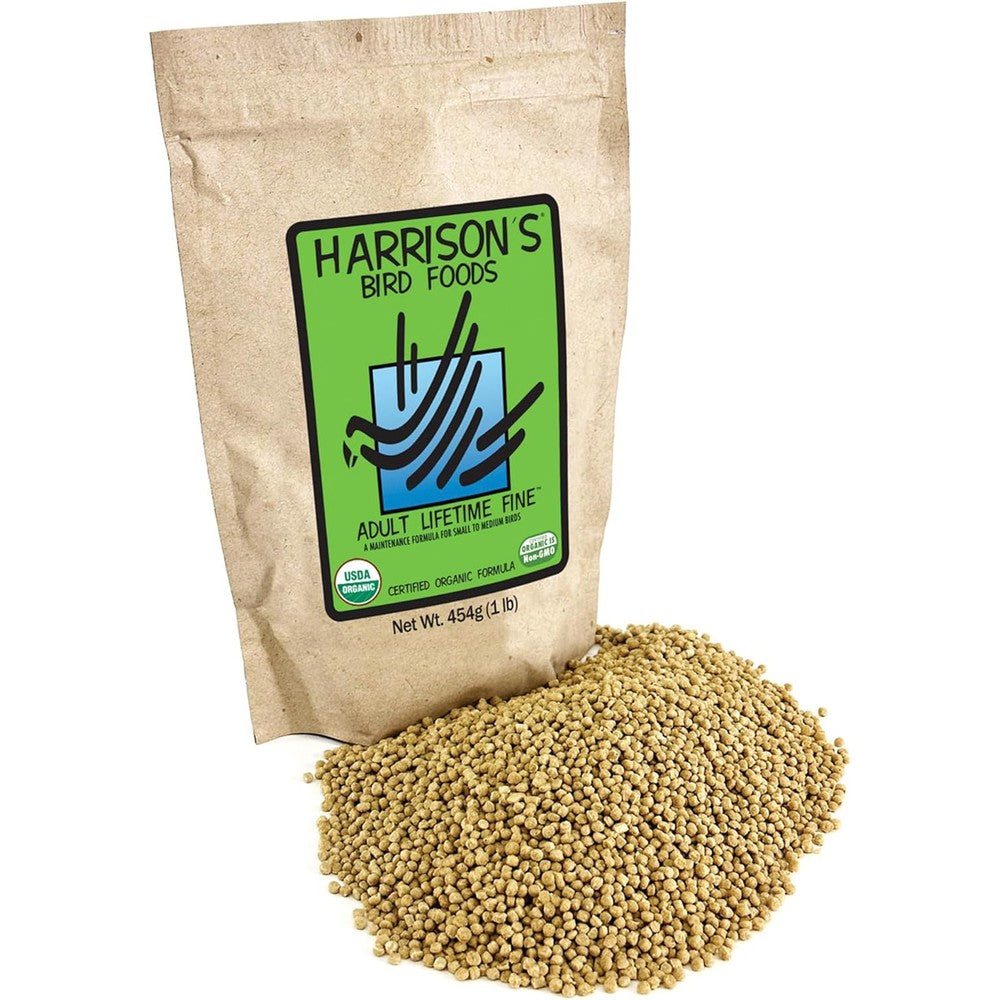 Harrison's Bird Foods Adult Lifetime Fine Organic Maintenance Diet For Small To Medium Birds 1 Pound (454 Grams)