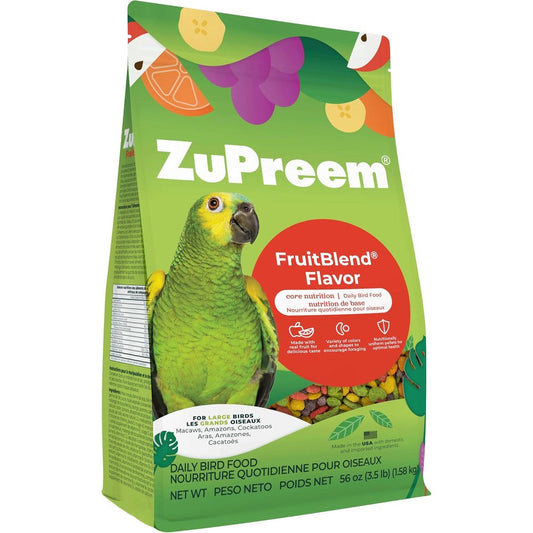 ZuPreem FruitBlend Bird Pellets For Large Birds Daily Nutrition For Amazon Cockatoo And Macaw 3.5 Pounds