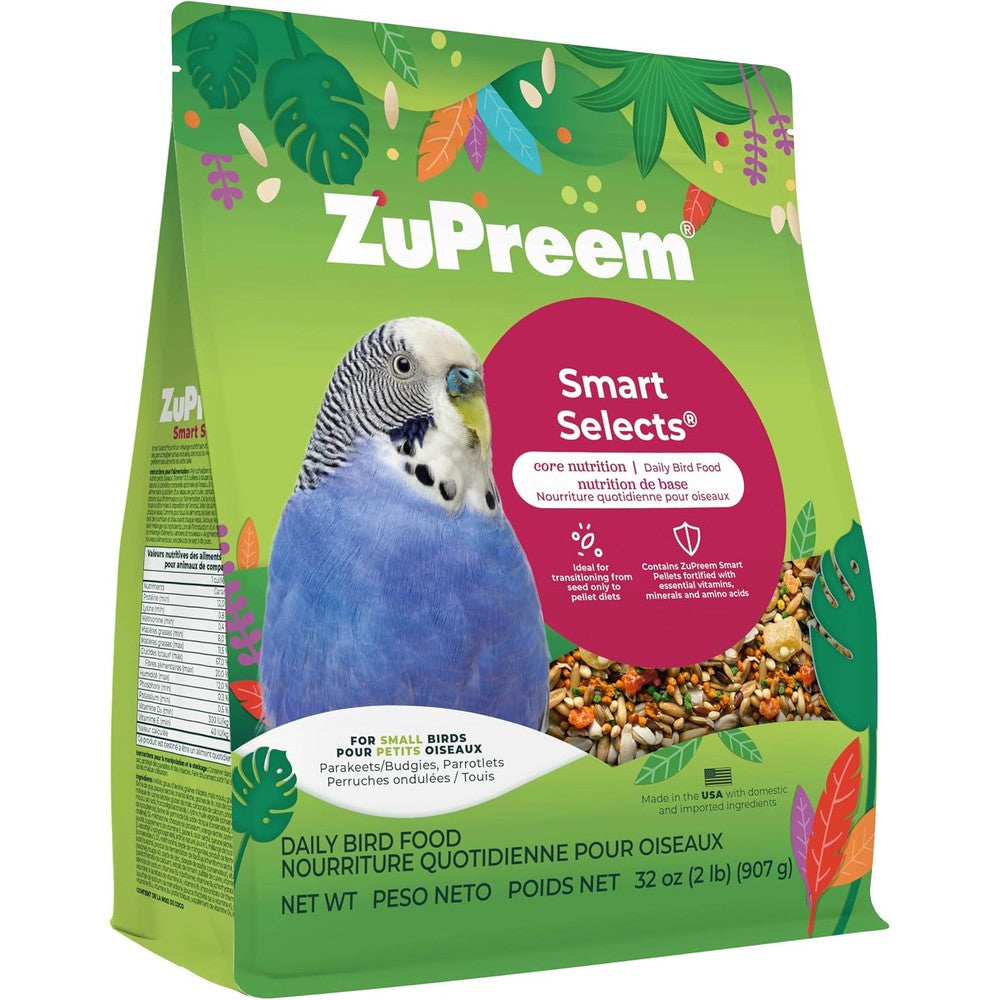 ZuPreem Smart Selects Daily Bird Food front of 2 pound bag for small birds