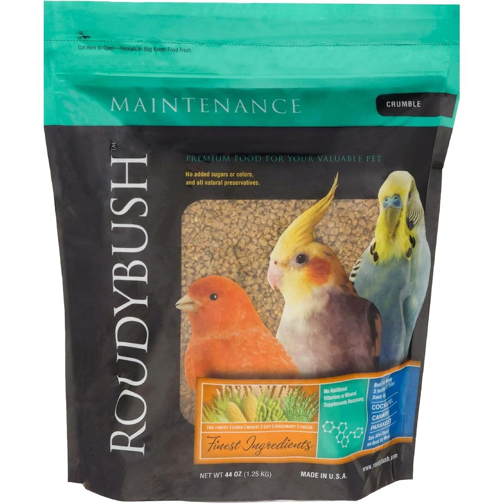 RoudyBush Daily Maintenance Bird Food Crumbles 44 Ounce bag front view