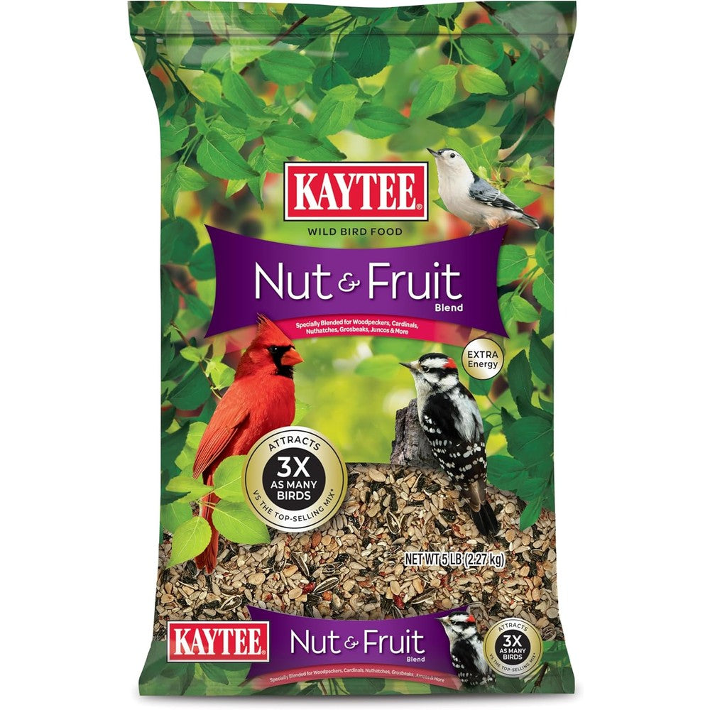 Kaytee Nut And Fruit Wild Bird Food Blend front view 5 pound bag