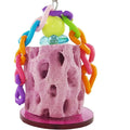 Wontee Bird Calcium Teeth Grinding Chew Toy front view with colorful beads.