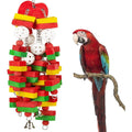 Mewtogo large bird parrot chewing toy front view with wooden blocks