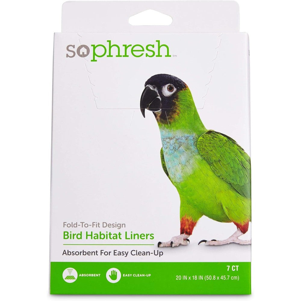 So Phresh Absorbent Cage Liners for Birds front packaging view showing 20 inch disposable mats.