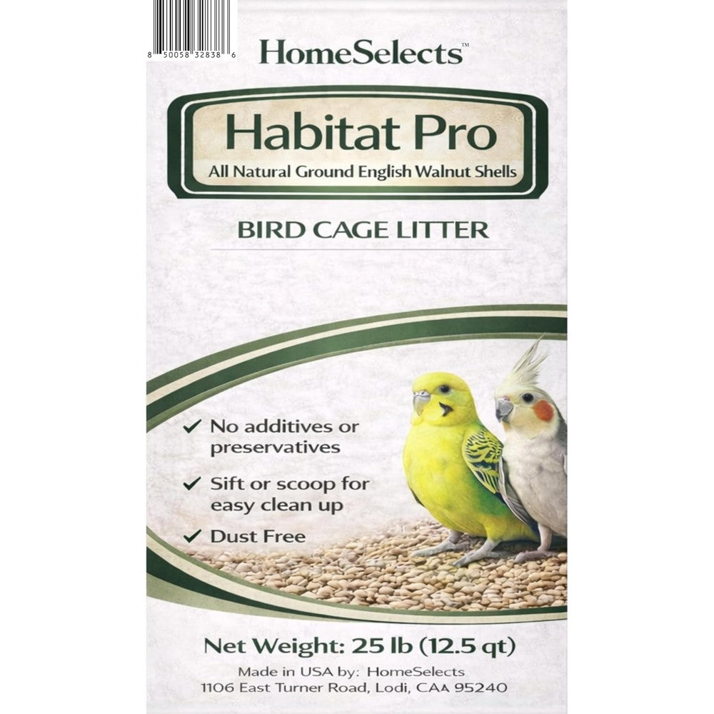 HomeSelects Habitat Pro English Walnut Bird Cage Litter front view packaging