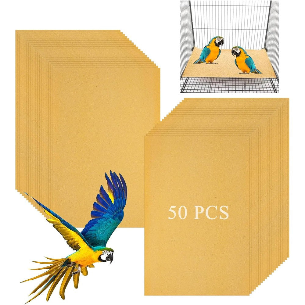 Oungy 50 Pieces Gravel Liner Paper For Bird Cage 11 X 17 Inch Disposable Sandpaper For Parrots Cockatiels And Conures