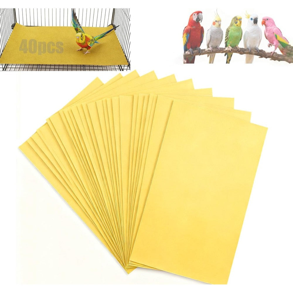 CuaxTume Bird Gravel Liner Paper For Bird Cage 40 Pieces 17 Inches By 11 Inches Disposable Calcium And Sea Sand Abrasive Sheets
