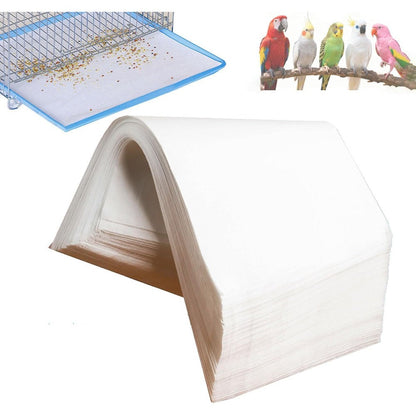 CuaxTume Disposable Bird Cage Liners 100 Count, 11 Inch By 20 Inch Non-Woven Absorbent Tray Sheets For Parrots And Small Birds