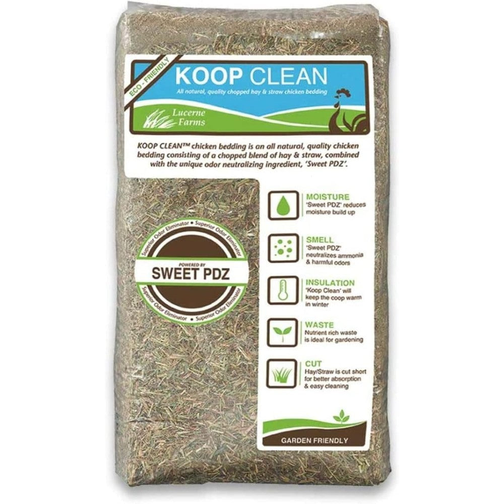Sobaken Koop Clean chicken coop bedding front view of 30 pound compressed bale