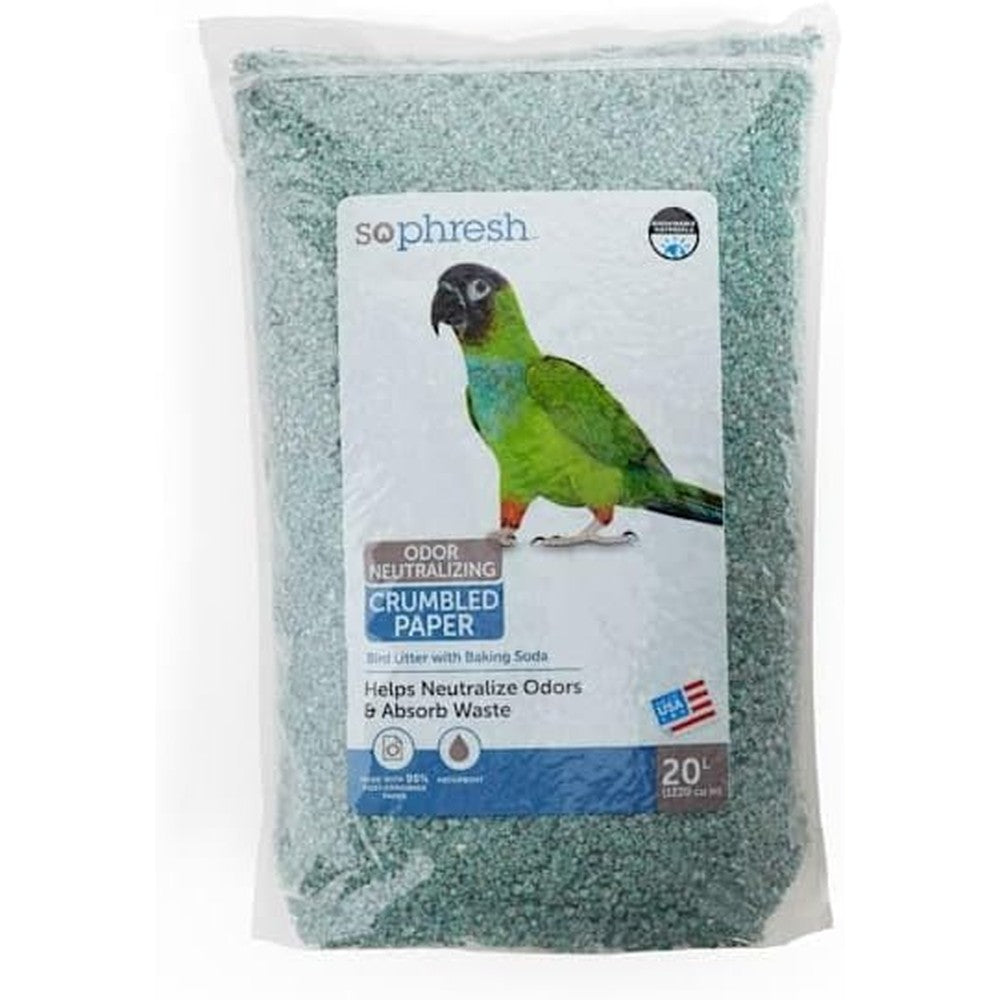So Phresh Paper Bird Litter 20 Liters front view showing eco-friendly recycled paper bedding.