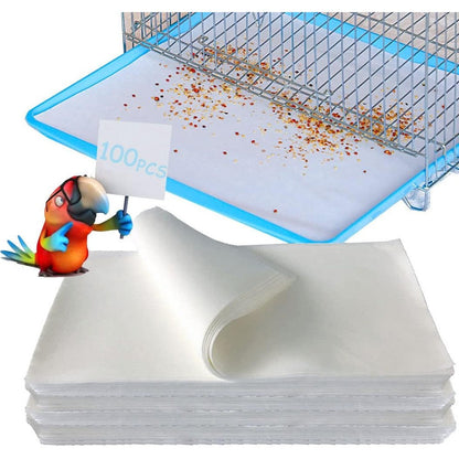 Firdnyohs 100 Pieces Bird Cage Liner Papers Disposable Precut Absorbent Cushion Pads For Parrots And Pet Birds 11x20 Inches White
