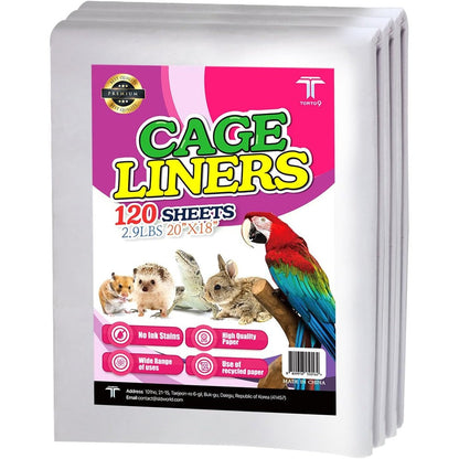 T Torto9 Bird Cage Liner 120 Paper Sheets 20 Inch By 18 Inch Bulk Pack For Pet Habitats