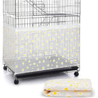 Shappy Large Bird Cage Net Cover front view with white daisy pattern.