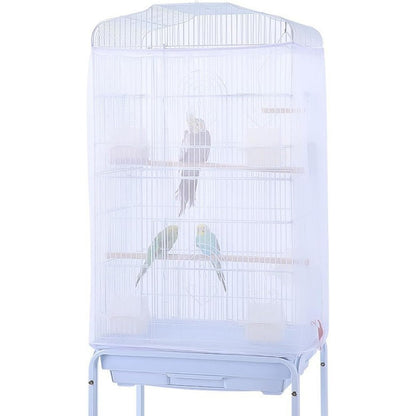 Zarsio Birdcage Mesh Net Skirt Cover Reusable Stretchy Bird Cage Seed Catcher White Thirty One By Sixty Seven Inch