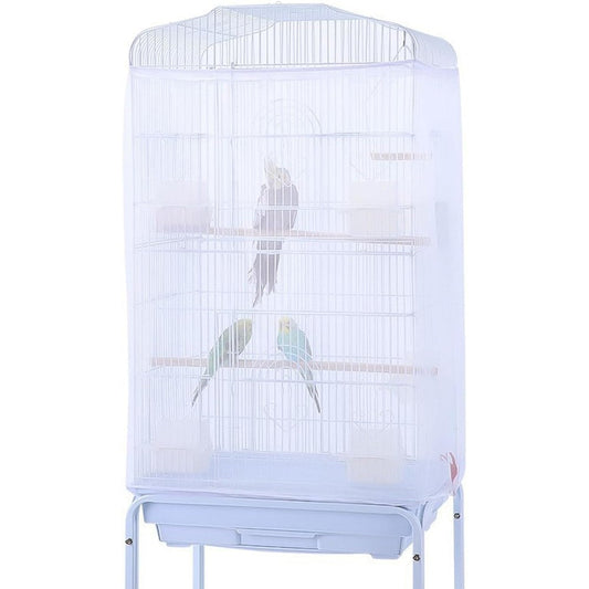 Zarsio Birdcage Mesh Net Skirt Cover Reusable Stretchy Bird Cage Seed Catcher White Thirty One By Sixty Seven Inch