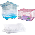 Hoydate adjustable bird cage net cover front view white mesh seed catcher
