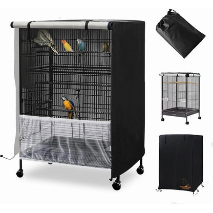 GeerDuo Large Bird Cage Cover 600D Universal Parrot Cage Cover For Night One Hundred Percent Shading Oxford Cloth With Adjustable Soft Airy Nylon M...