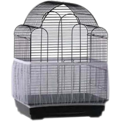 JOYUETLAN Universal Bird Cage Seed Catcher Nylon Mesh Net Cover Adjustable Stretchy Shell Skirt Guard For Parrot And Parakeet White Medium