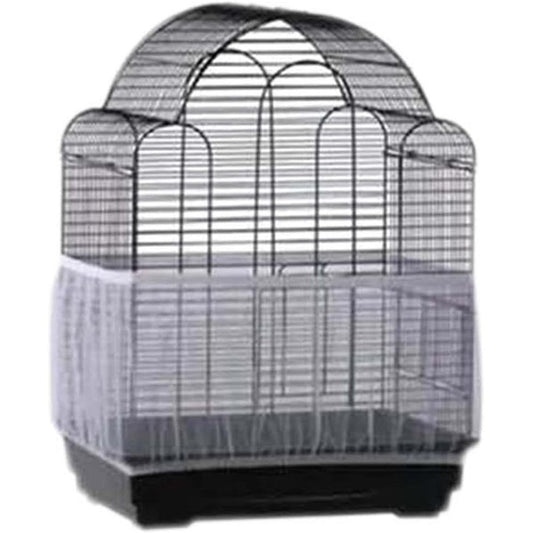 JOYUETLAN Universal Bird Cage Seed Catcher Nylon Mesh Net Cover Adjustable Stretchy Shell Skirt Guard For Parrot And Parakeet White Medium