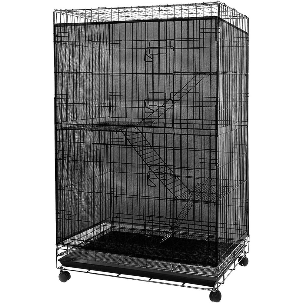 Aynaxcol Adjustable Birdcage Seed Feather Catcher Nylon Mesh Netting Soft Skirt Guard For Parrots Small Medium Birds Black 118 x 39.4 Inch