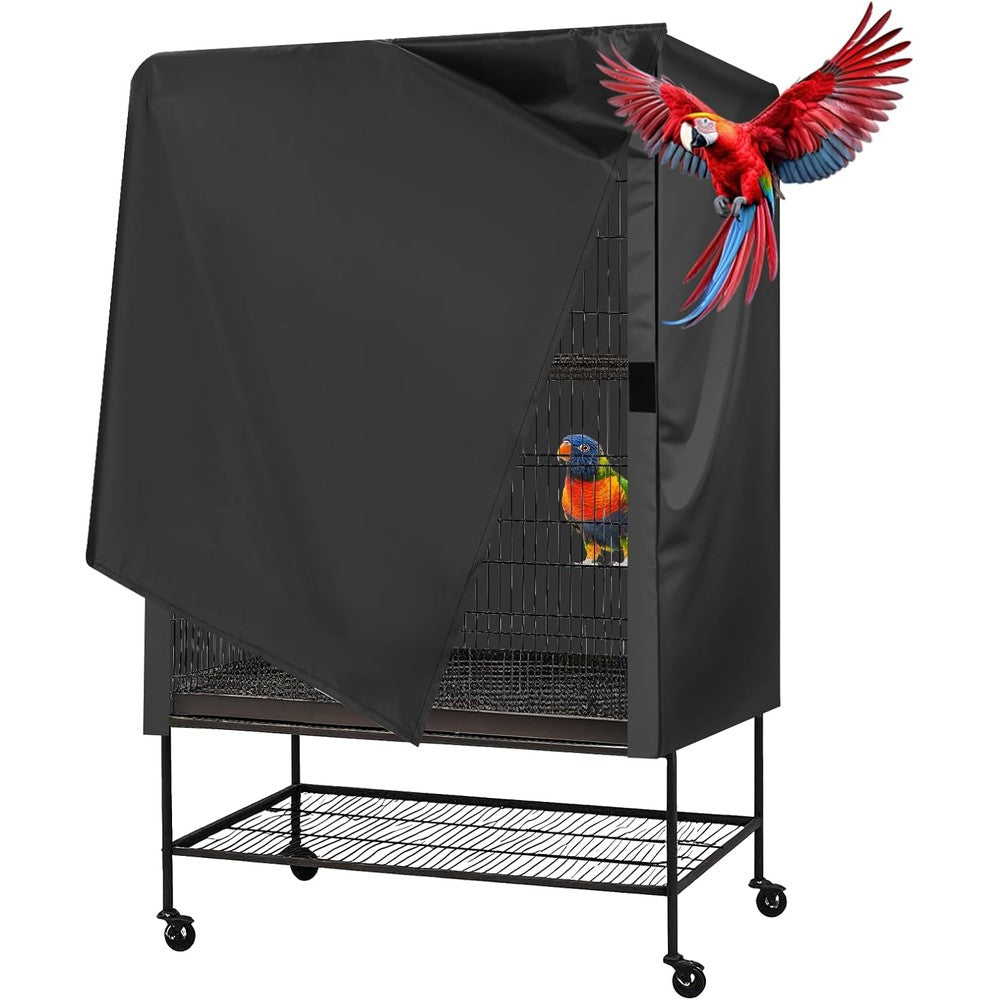 Lyksgir universal bird cage cover front view black pet sleep shield