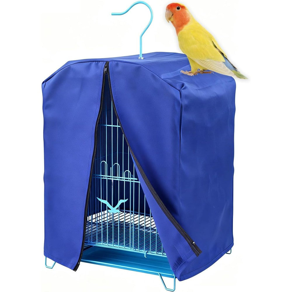 Wzttdm Bird Cage Cover For Night Light Proof Windproof Blackout Breathable Nylon Shield For Parakeets And Parrots Blue Small Size